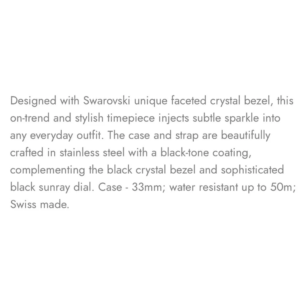 Swarovski Alegria 33mm Black Crystal Bezel Sunray Dial Watch